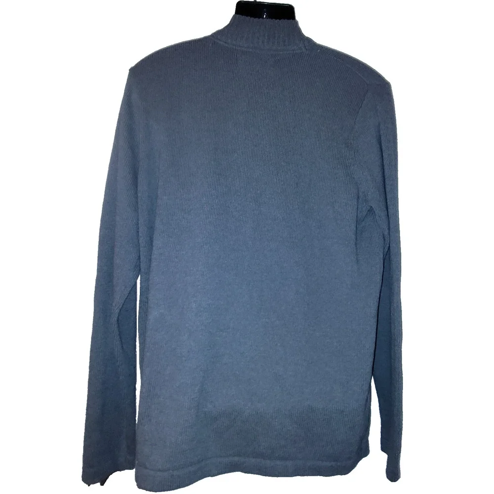 Eddie Bauer Mens Grey Striped Quarter Zip Pullover Sweater Size L Bag 3 - Picture 2 of 4